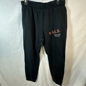 Vintage DARE Pants Mens Small Black Sweatpants Joggers Keep Kids Off Drugs
